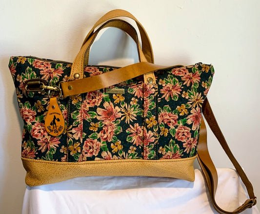Large cork and leather tote