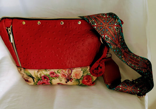 All leather, colorful, small-mid size bag with adjustable strap