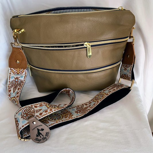 all leather crossbody with multiple pockets