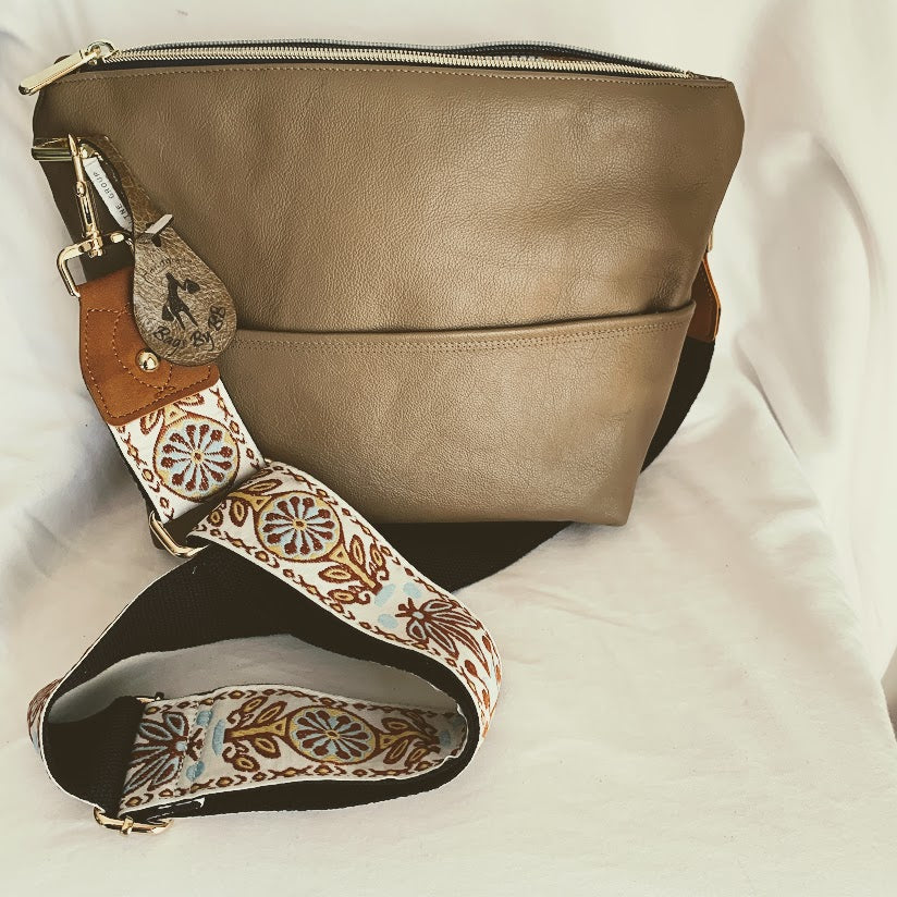 all leather crossbody with multiple pockets