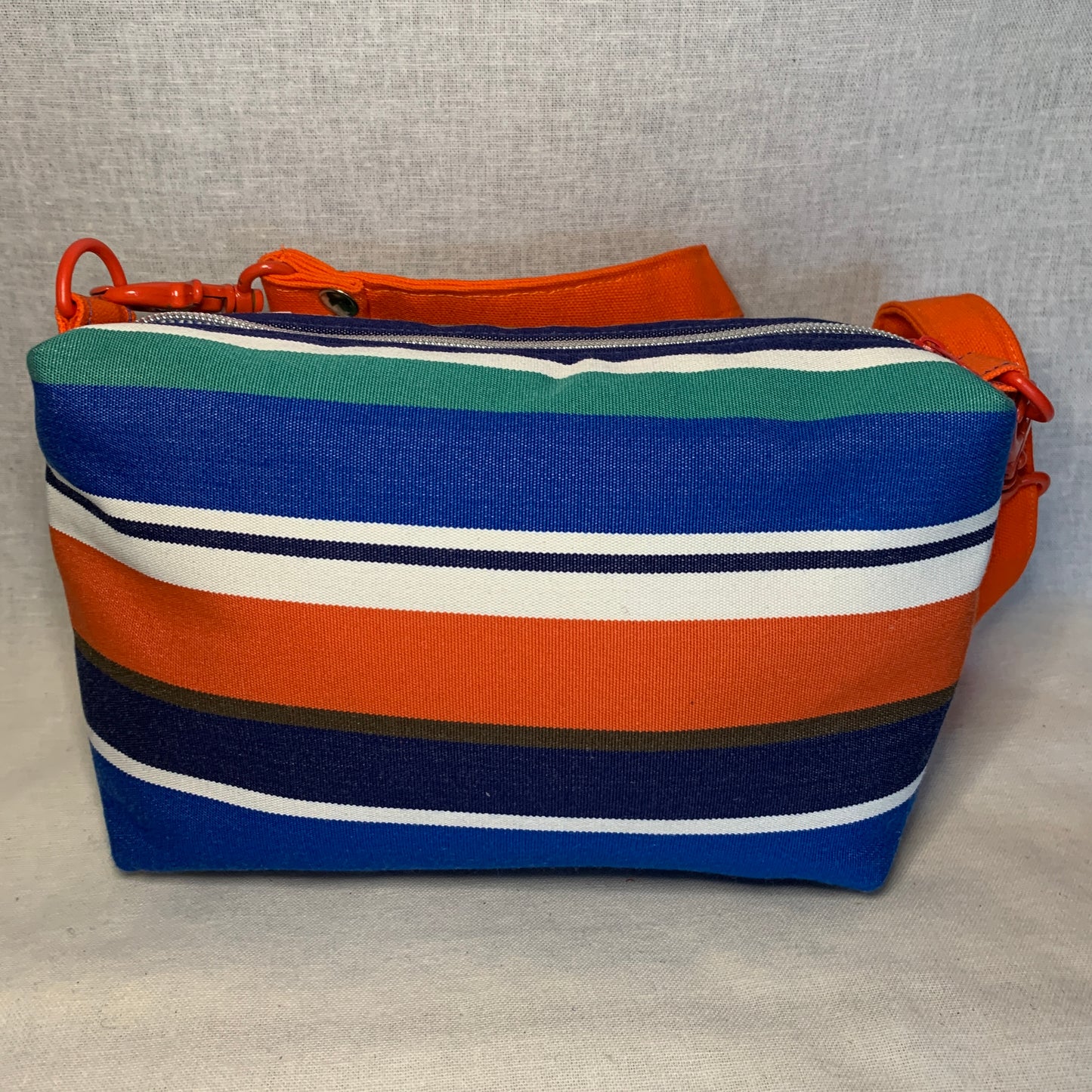 The perfect summer addition-A canvas striped crossbody bag.
