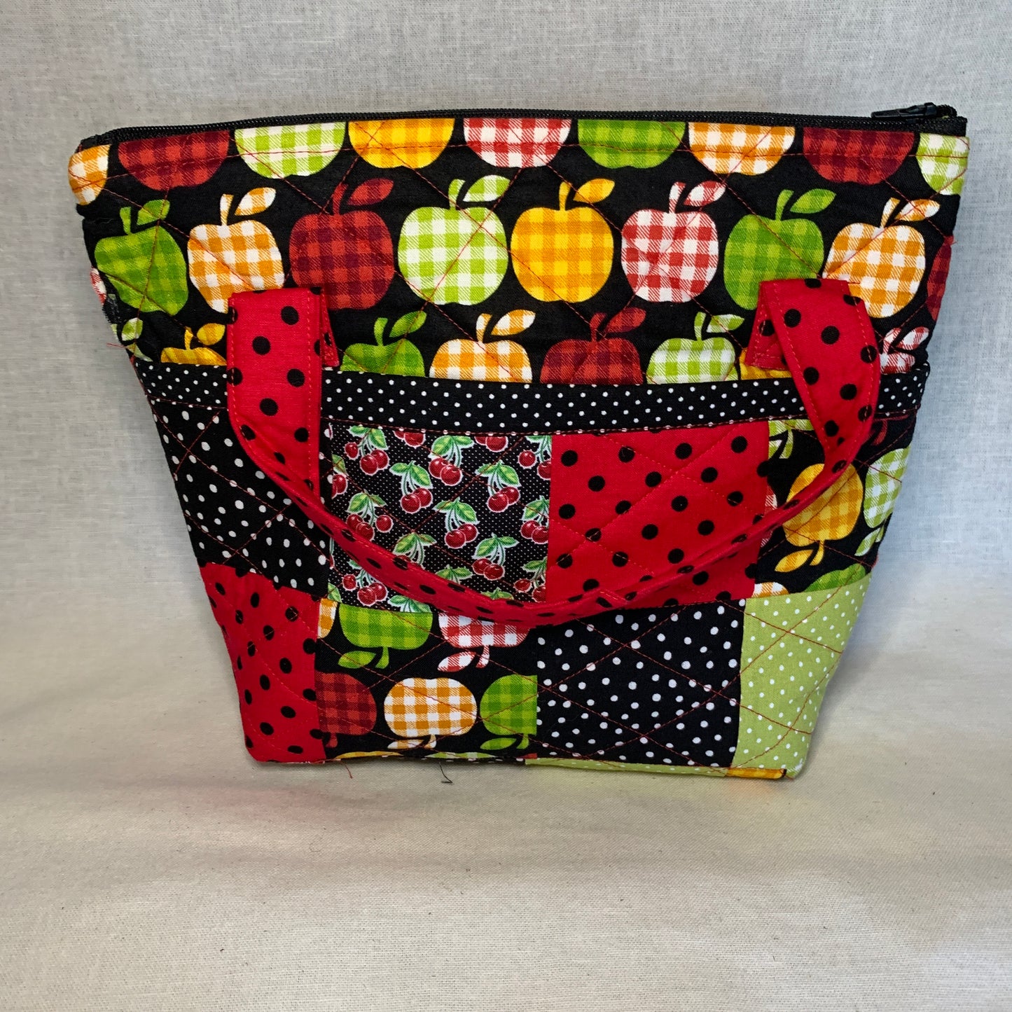 Adorable and whimsical hand-quilted patchwork tote for girls, updated.