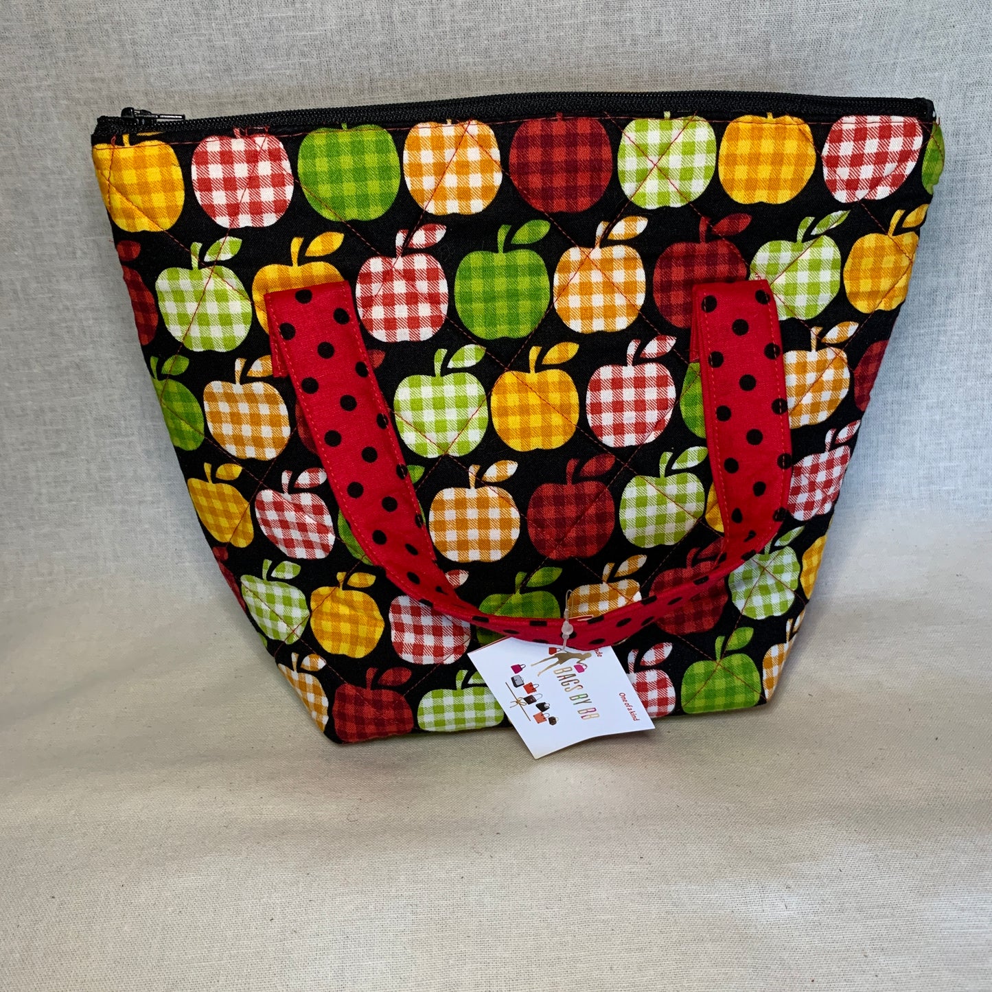 Adorable and whimsical hand-quilted patchwork tote for girls, updated.