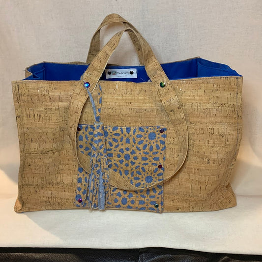 Extra large cork on cork tote carry-all.