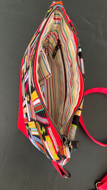 Crossbody bag with bookworm fabric